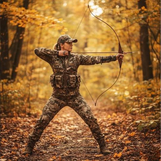 Modern Woman Shooting a Long Bow